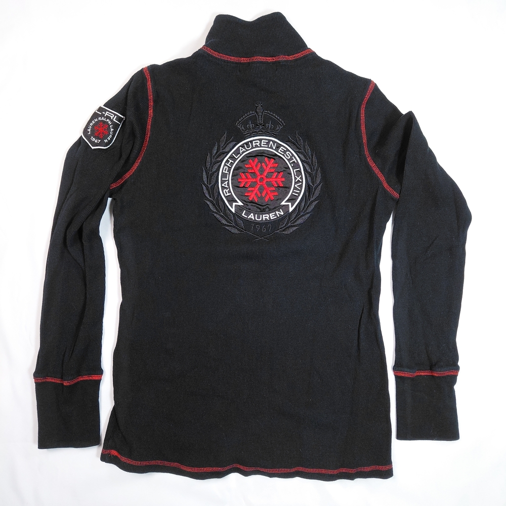 Ralph Lauren Women’s Active Long Sleeve 1/4 Zip LXVII Embroidered Black Size M - Picture 2 of 11
